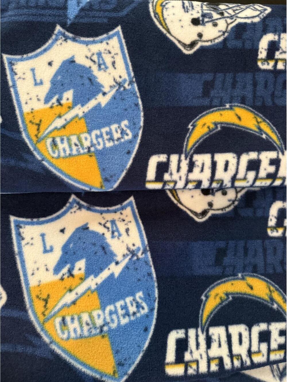 NFL Las Angeles CHARGERS Logo on Navy 58" Fleece Fabric by 1/2 Yard